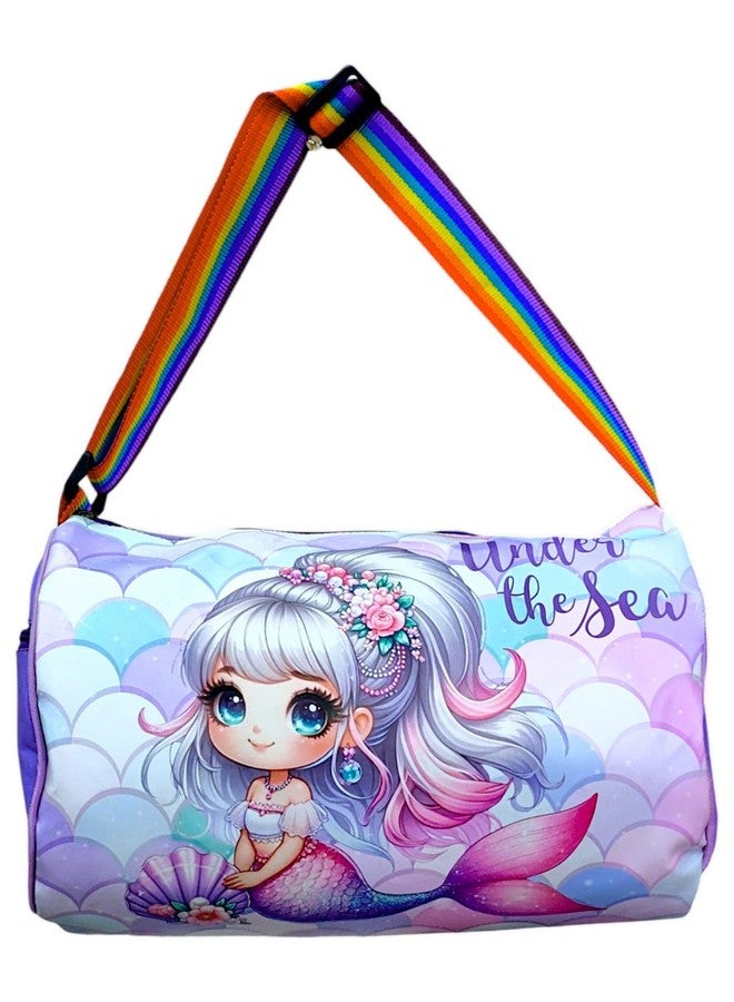 AMANVANI حقيبة سفر للأطفال من أمانفاني بتصميم حورية البحر، حقيبة رياضية للأولاد والبنات. هدية مثالية لحفلات أعياد الميلاد. حقيبة سفر، حقيبة حمل، حقيبة نزهة - قطعة واحدة - Image 1